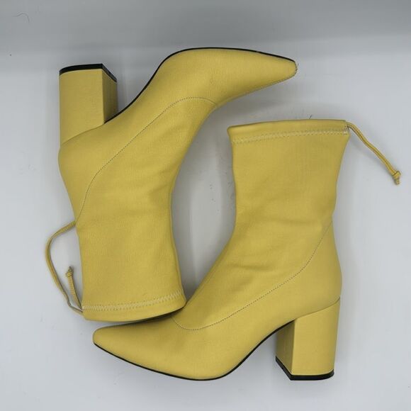 NIB Anine Bing Chloe Leather Ankle Boots Popcorn Yellow Size 37/ US 7 - Picture 11 of 16